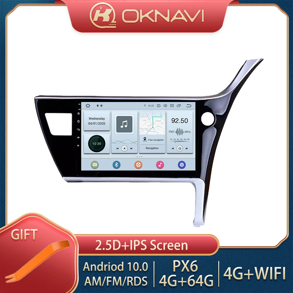 Автомагнитола для Toyota Corolla RHD 2017 мультимедийный плеер с GPS навигацией Android 10 стерео