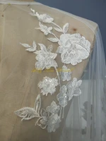 Luxury Long Bridal Cape Beaded Lace Appliques Tulle Wedding Wrap Long Train Shawl