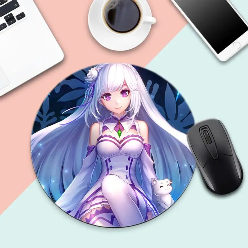 

Life in another world from scratch Locking Edge Mouse Pad Game Round Non-slip Cushion
