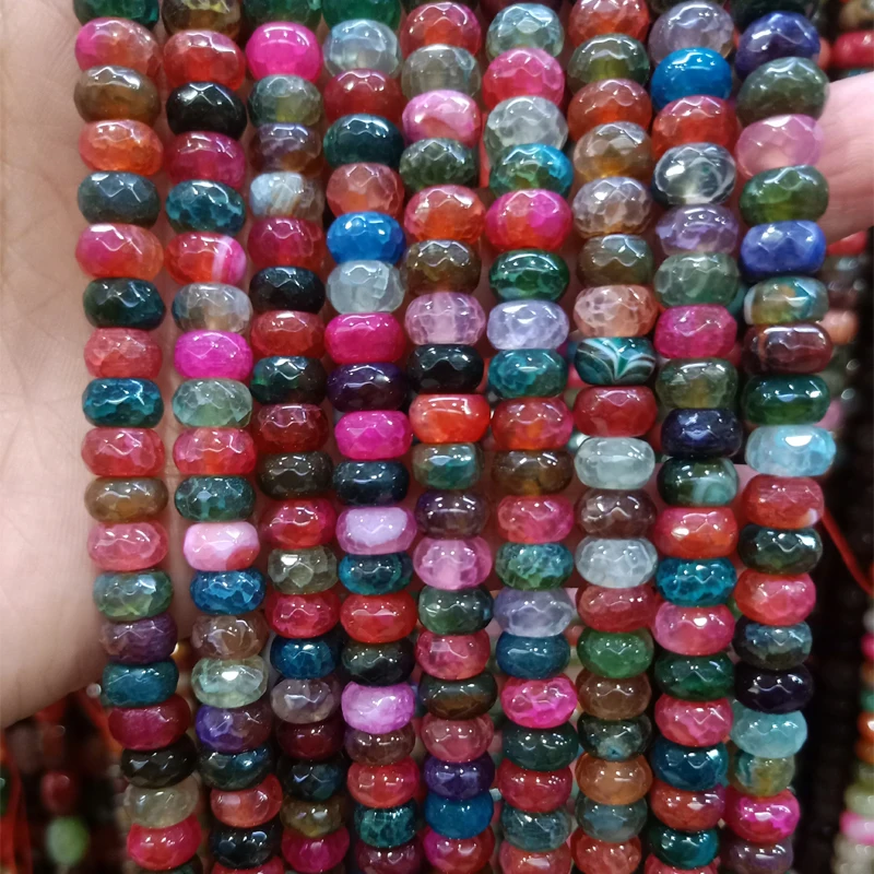 

About 5x8mm Faceted Natural Tourmaline Agates Stone Beads For Jewelry Making Loose Spacer Abacus Heishi Bead Colorful Agates DIY