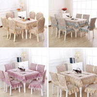 luxury linen dining tablecloth chair cover set high quality lace wedding non slip table cloth rectangular round table cover g6