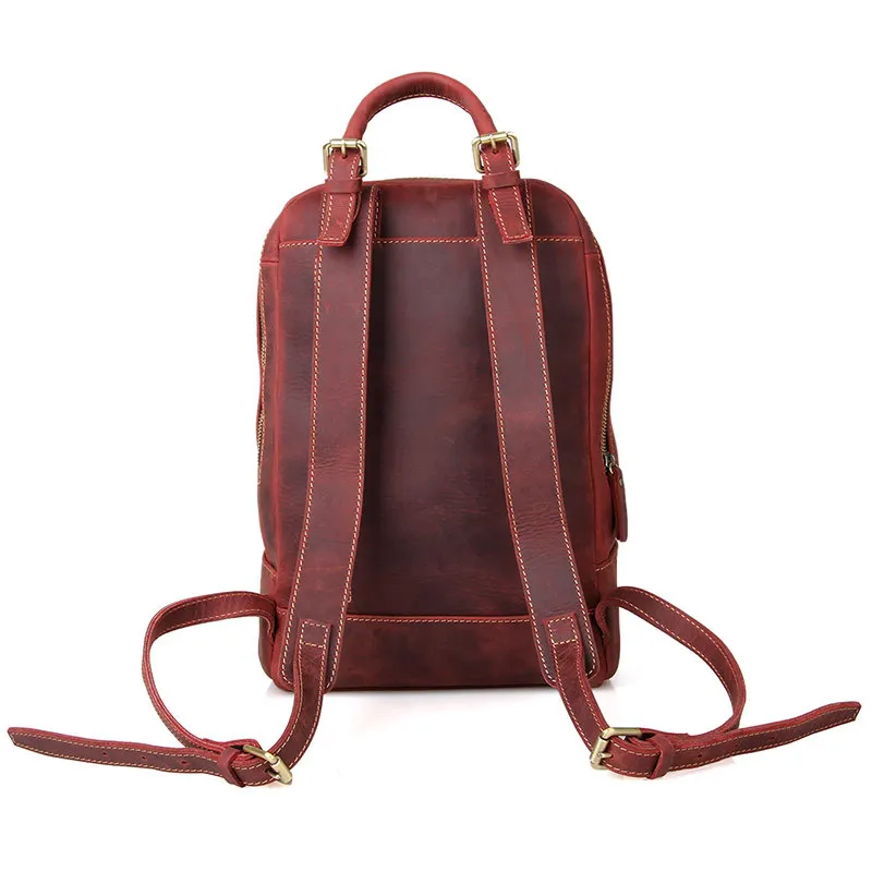 Топ Crazy Horse из натуральной кожи для женщин и мужчин рюкзак из воловьей кожи Mochila школьный рюкзак для подростков 14 дюймов Сумка для ноутбука