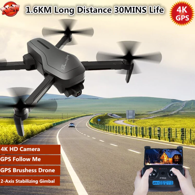 Бесщеточный GPS 4K Φ WiFi живое видео FPV Quadrotor 5G 30 минут 1 6 км 2 осевой стабилизатор Anti