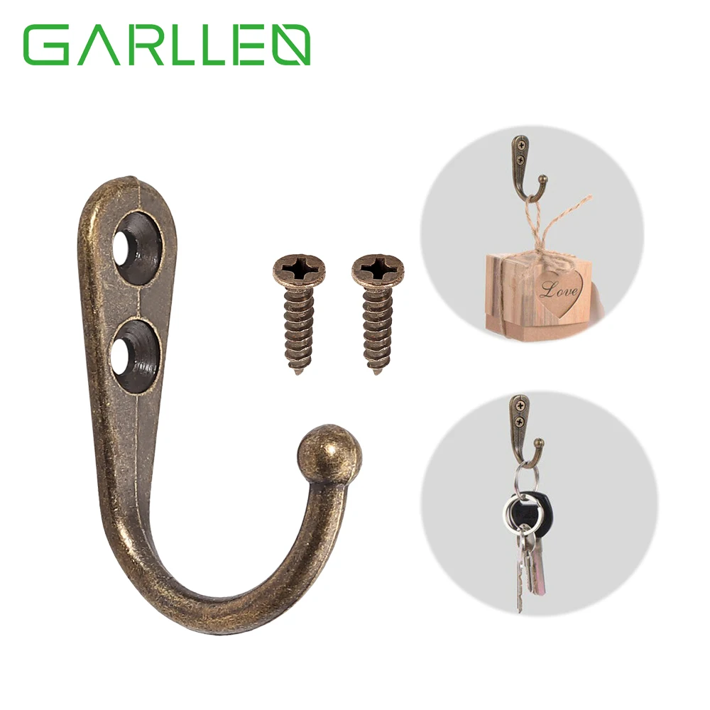

GARLLEN 24PcsMetal Single Coat Hooks Vintage Wall Mounted Hangers Bronze Towel Clothes Bag Storage Hanger Hooks With Screws
