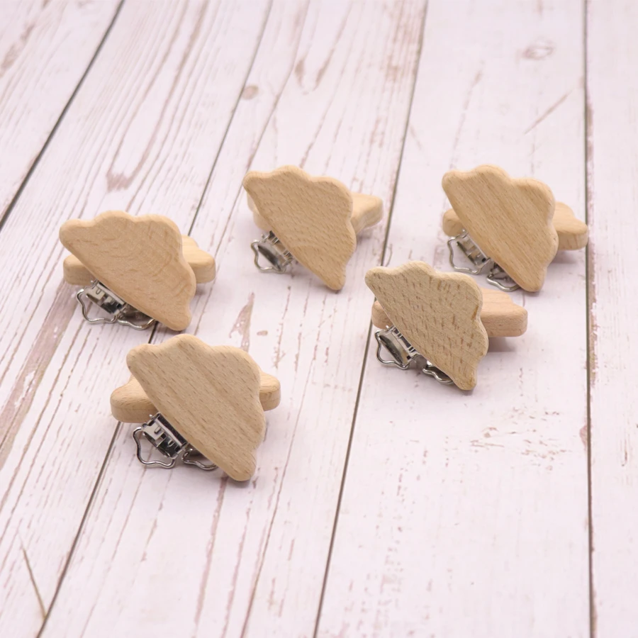 Soporte de madera de haya para chupete de beb&eacute;, cuentas de dentici&oacute;n de grado alimenticio personalizables, con forma de estrella y Animal, 10psc-5
