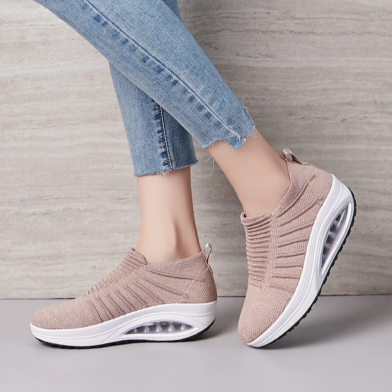 Hypersoft/кроссовки Женская обувь на платформе Женские кроссовки танкетке визуально