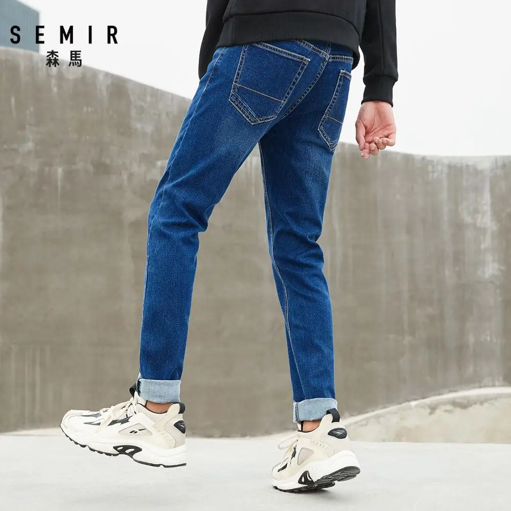 SEMIR, новинка, мужские брендовые джинсы, модные, мужские, черные,, мужские брюки, повседневные, облегающие, прямые, с высокой талией, обтягивающие джинсы