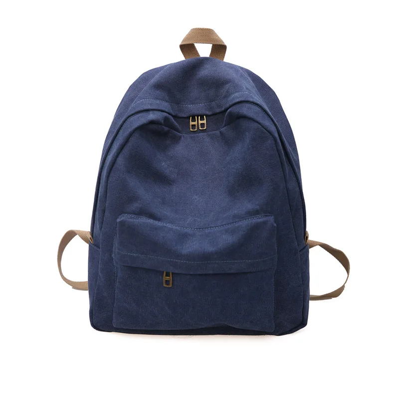 

Retro washed canvas college style student small fresh art girl simple solid color school bag backpack