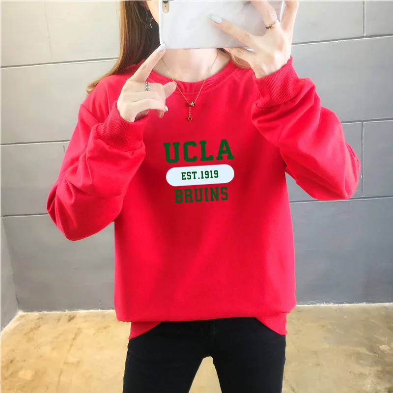 

2021 Hooded Pretty Hoodeds O-Neck Long Sleeve Women Girl Pink Shirt color one