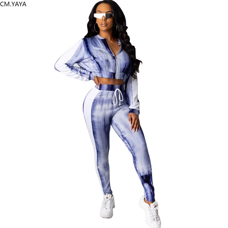 Осенне зимний женский спортивный костюм куртки с принтом + брюки карандаш