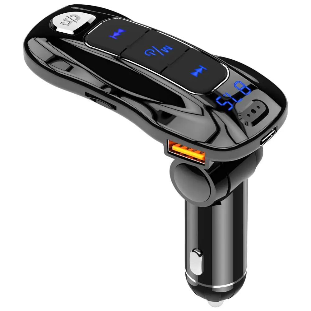 Fm Transmitter Bluetooth-compatible 5.0 PD Car Kit QC 3.0 Fast Charger Support U disk TF card voltage detection MP3 Player | Автомобили и