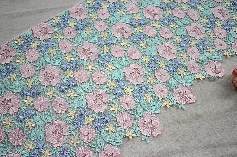 1" 38 см в ширину высокого качества DIY кружево для рукоделия Водорастворимая вышитая кружевная отделка в розовом+ мятном зеленом+ синем+ желтом, Venise кружевной отделкой