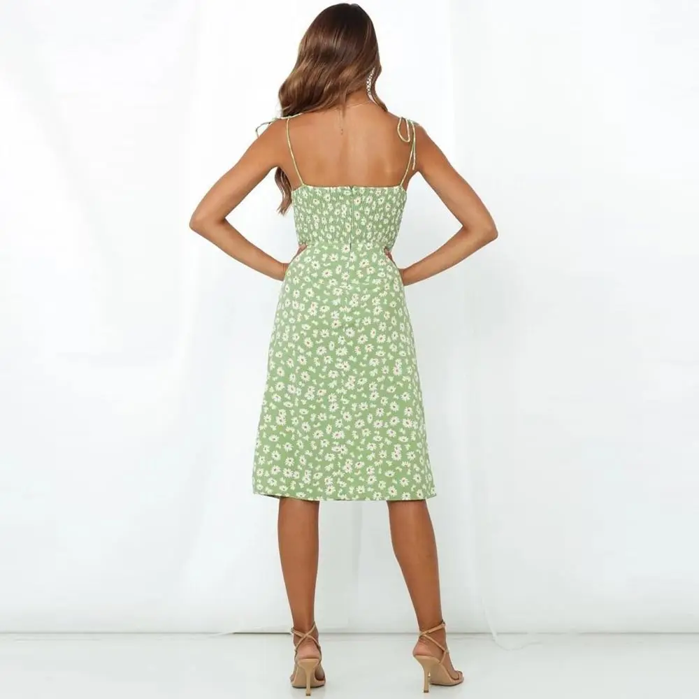 

WildPinky Women's Summer Flowers Print Short Dress Vintage Boho Bohemian Dresses Beach Strap Dress Ladies Summer Casual Sundress