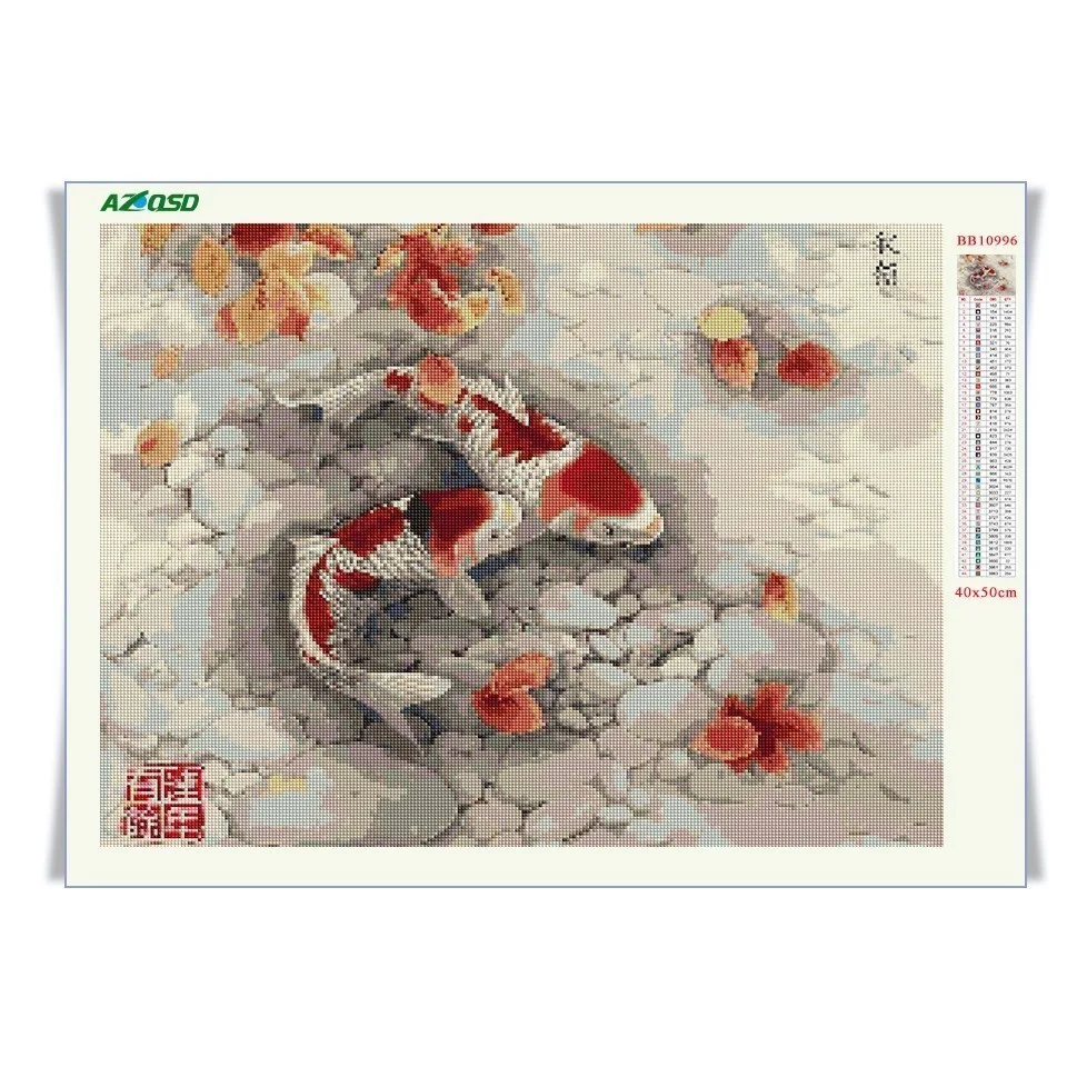 AZQSD 5D алмазная живопись рыба полная квадратная Картинка из страз рукоделие