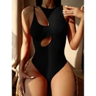 Цельный купальник, однотонный открытый купальник, боди, купальный костюм для женщин, черный 2022, новый сексуальный бразильский пляжный женский летний