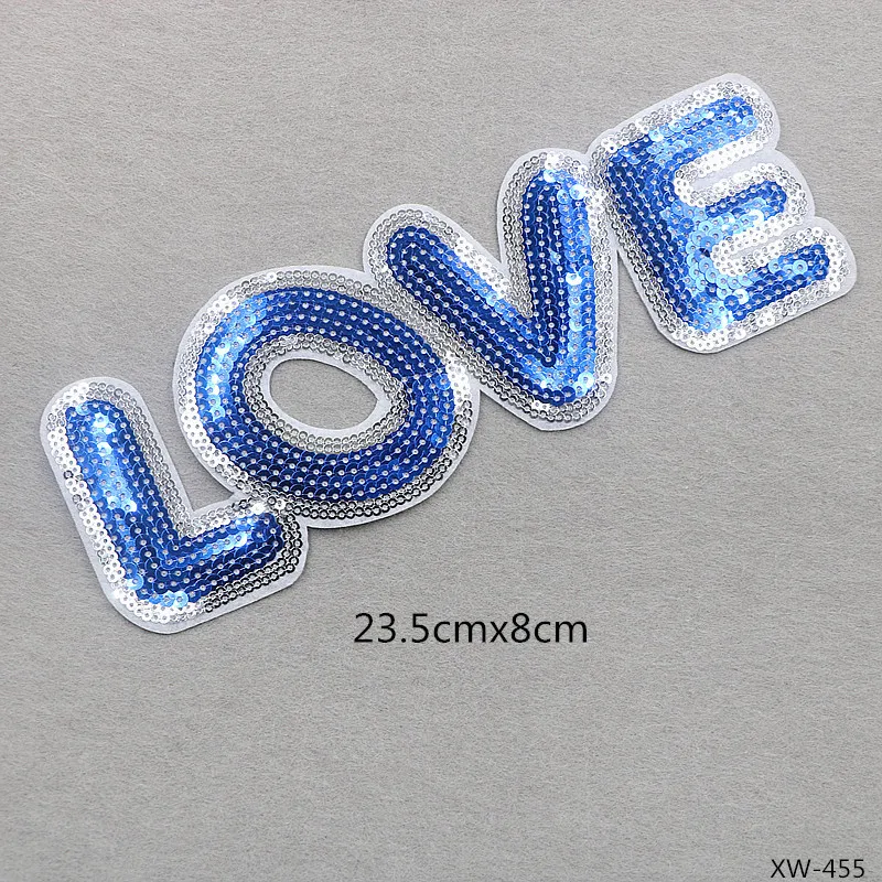 Вышивка пайетками LOVE patches для курток значки с буквами джинсов аппликации