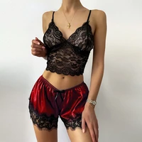 abhelenss spaghetti strap crop top slim shorts summer clothes for women sexy club outfits lace mesh sheer two piece shorts sets