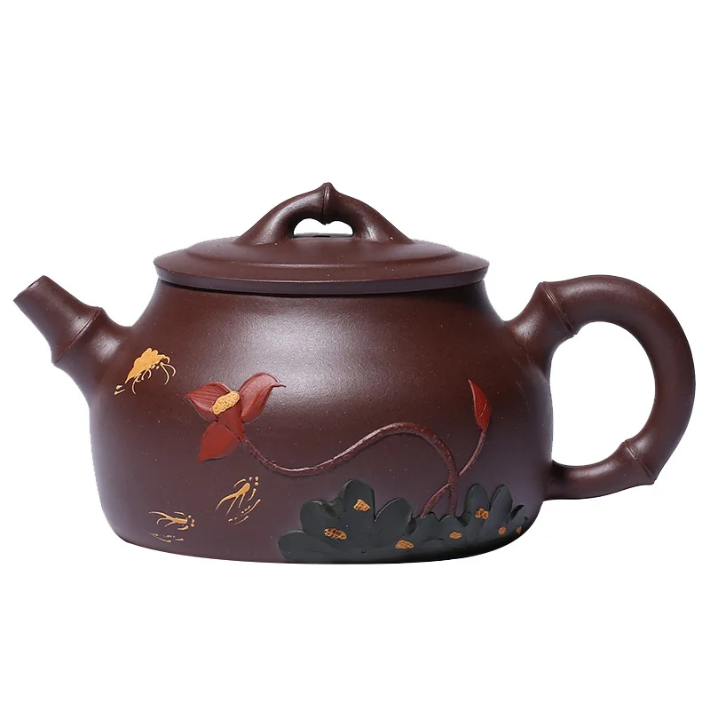 

Yixing famous handmade teapot purple sand pot Purple mud lotus teapot