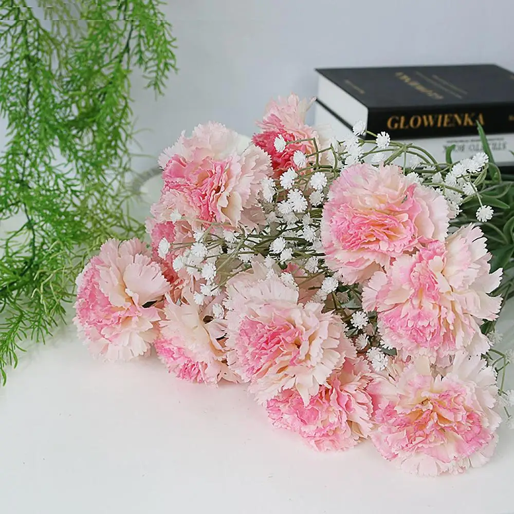 artificial flowers Искусственный цветок гвоздики осенний Декор осеннее украшение гвоздики Шелковые Цветы Свадебные гортензии дома матери/день учительницы@ 12 - Цвет: artificial flowers
