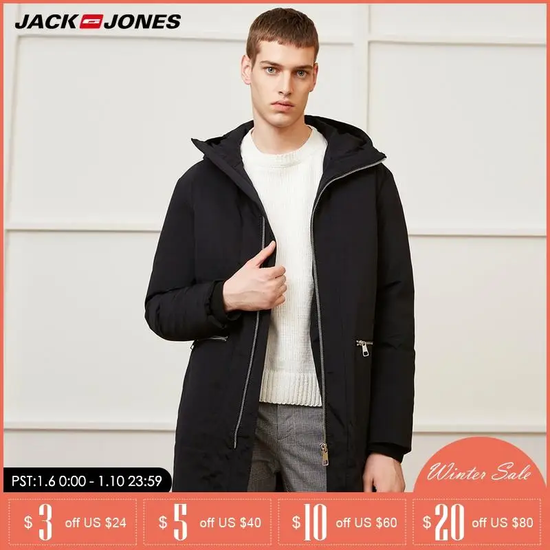 JackJones зимняя мужская куртка средней длины с капюшоном | 218312524|