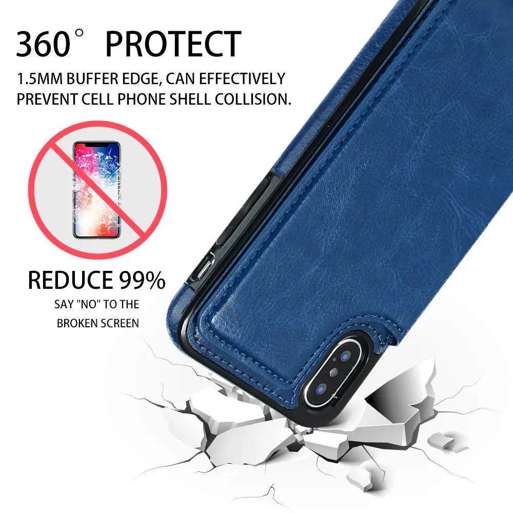 Чехол бумажник с отделениями для карт iphone 12 Mini 11 Pro XS Max XR X 5 5S SE 2020 8 7 6 6S Plus кожаный