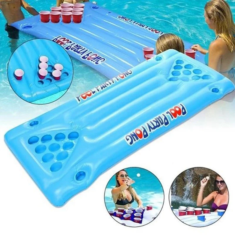 

Balight Inflatable Beer Table Pool Mat Cup Hole Floating Row Swim Pool Mattresses Water Table Tennis Entertainment Floating Pad