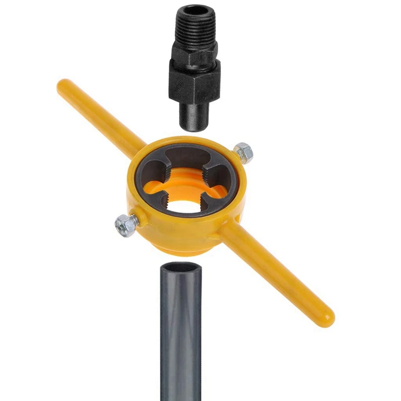 

6X NPT Die PVC Thread Maker Pump Pipes Hand Tool with Twist Drill Bit Hexagonal Shank, Round Shank
