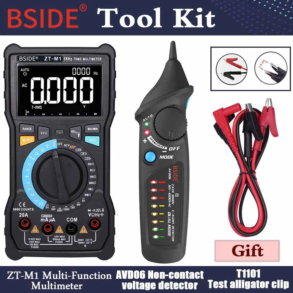 Tool Kits Цифровой мультиметр BSIDE ZT-M1 Авто/ручная 3-х строчный тройной Дисплей Напряжение Батарея Тесты er VFC прямоугольную волну Выход постоянной ёмкости, универсальный конденсатор Тесты - Цвет: Tool Kits