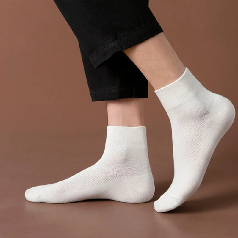 

Cotton Thin Mesh Japanese Style Pure Color Spring Summer Men Socks Mid Tube Socks 1Pair Breathable