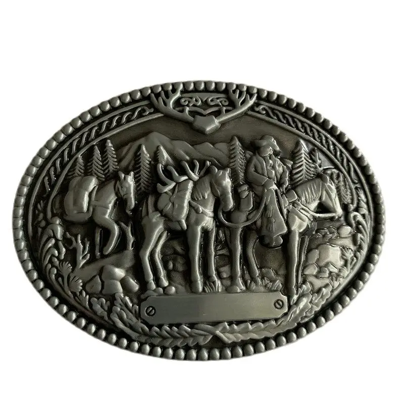 

Retail Fashion Men Belt Buckle With 90*66mm Oval Silver Metal Belt Jewelry Accessories Fit 4cm Wide Belt