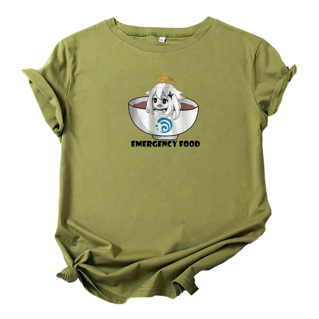 Аварийная женская футболка с изображением еды Милая рисунком аниме Женская