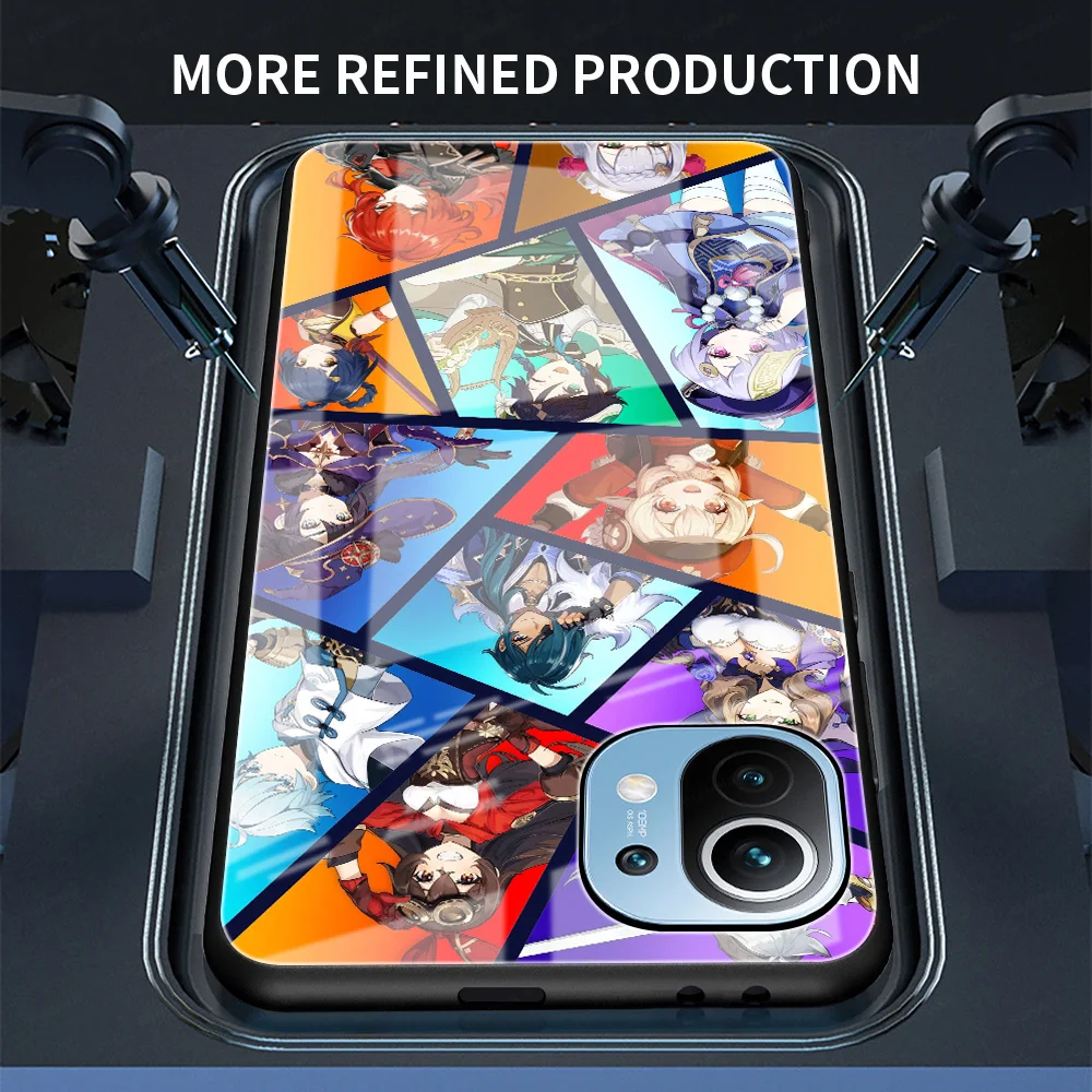 genshin impact glass case for xiaomi mi poco x3 nfc 10t pro note 10 lite f3 gt 11 m3 9t m2 9 luxury tempered phone cover funda free global shipping