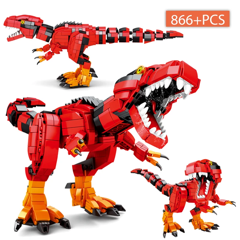 

866pcs City Technical Jurassic Rex Tyrannosaurus Mobile Dinosaur Building Blocks MOC Bricks Educational Toys For Children Gifts