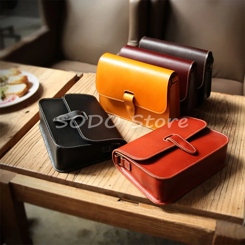 

2021 New Original Design Leather Retro Saddle Bag Handmade Leather Cowhide Women's Bag Messenger Bag