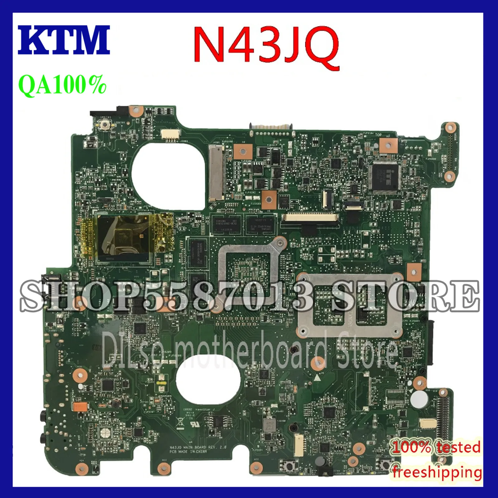 

KEFU N43JQ Mainboard For ASUS N43J N43JM N43JF Laptop Motherboard 1G video card N43JQ Motherboard Test 100% original