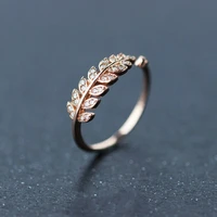 adjustable fashion womens simple silverrose gold feather ring anniversary gift jewelry
