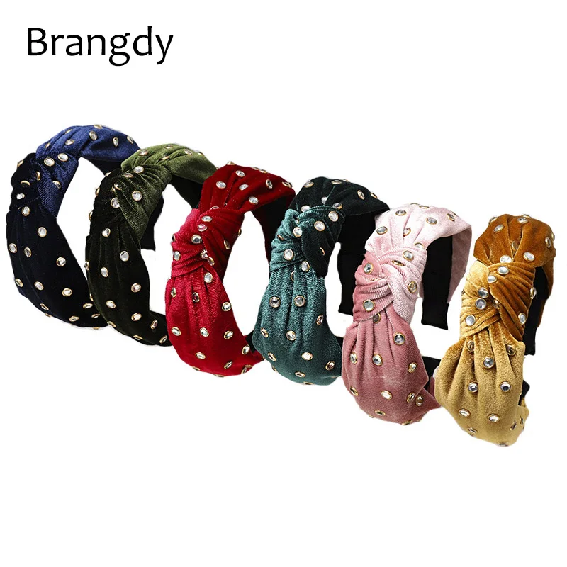 Зимняя бархатная повязка на голову с узлом для женщин перекрестным бантом обручи