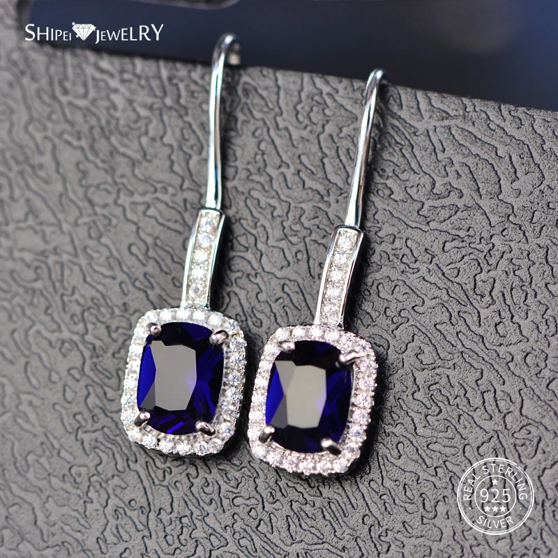 Женские квадратные серьги подвески Shipei ювелирное изделие из серебра 100% пробы с