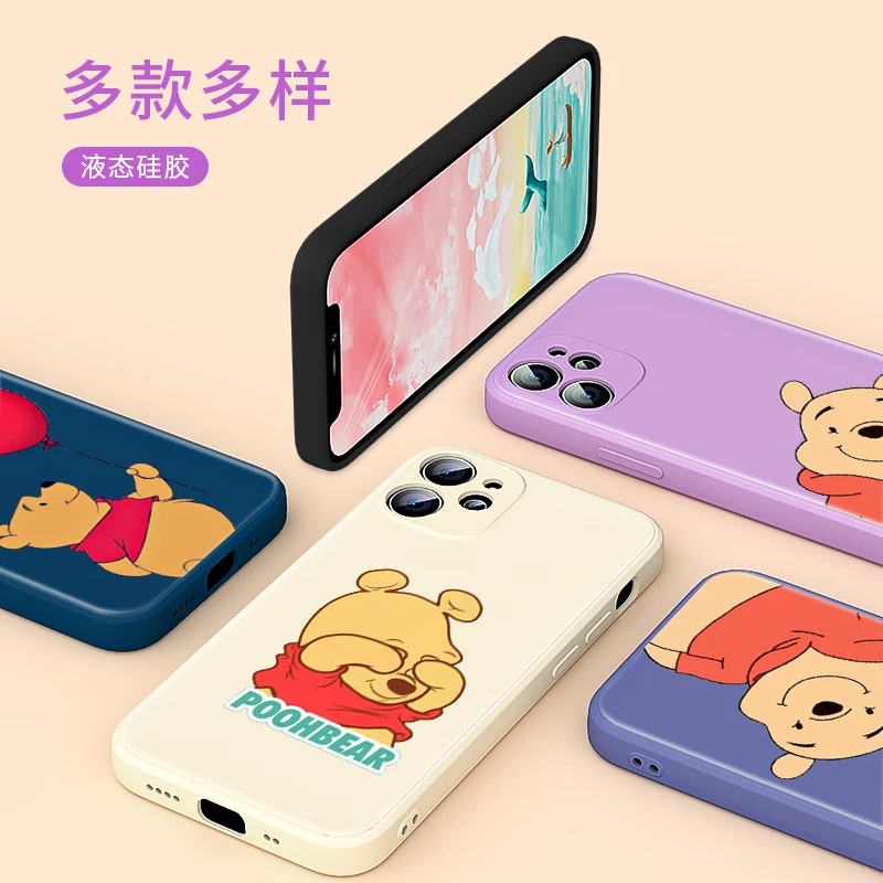 

Pooh Bear Disney Cute For Apple IPhone 13 12 Mini 11 Pro XS MAX XR X 8 7 6S SE Plus Liquid Silicone Soft Cover Phone Case