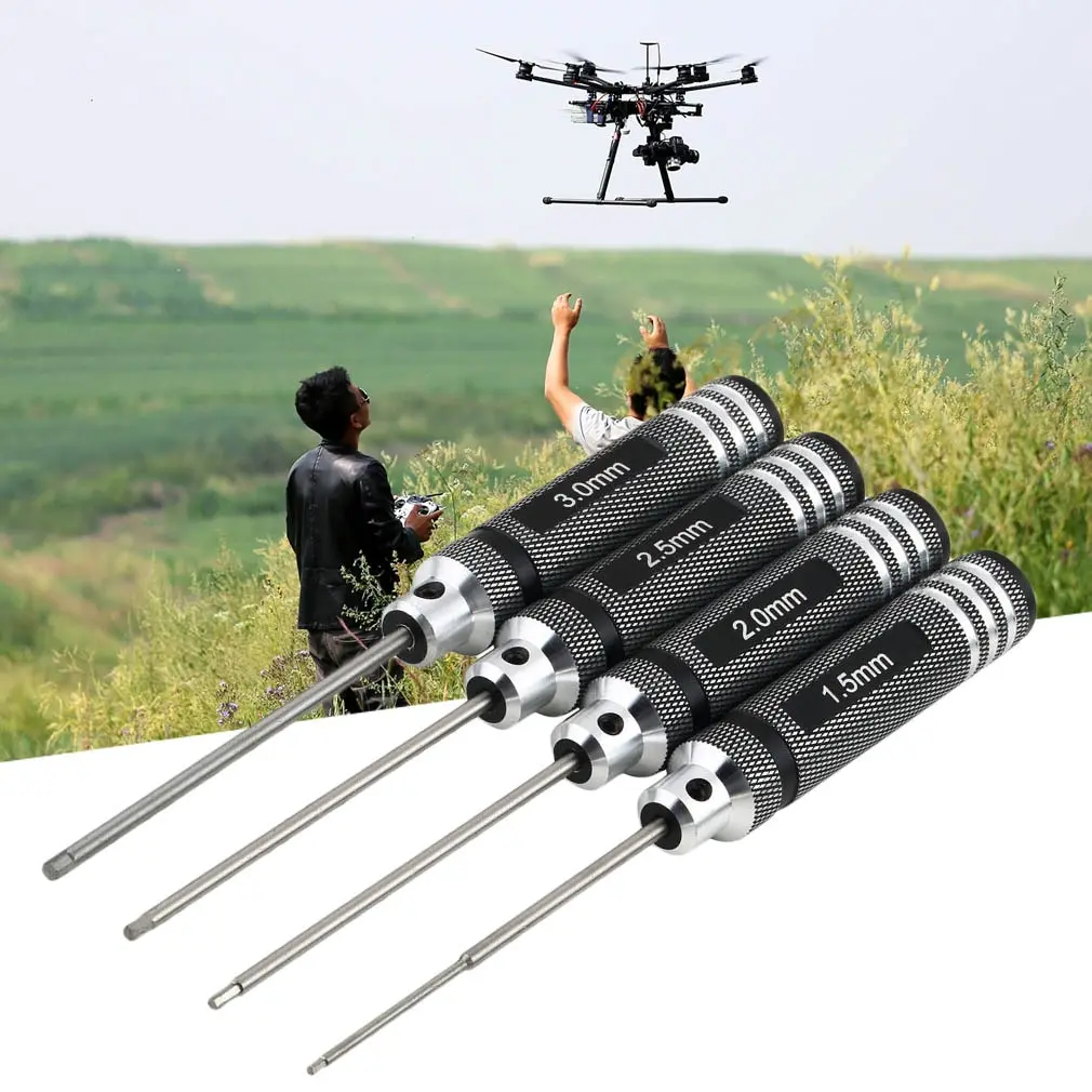 

4PCS Hex Screwdrivers 1.5mm 2.0mm 2.5mm 3.0mm Professional Screw Driver Tool Kit For RC Helicopter Plane Transmitter Car