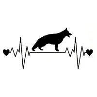 car sticker cartoon german shepherd heartbeat lifeline dog automobiles exterior accessories reflective vinyl decal16cm7cm
