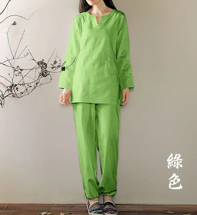 Костюм для йоги из хлопка и льна 4 цвета| |