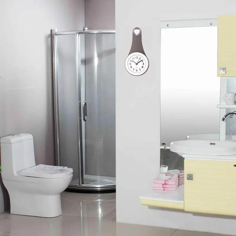 Ванная комната Водонепроницаемый Анти туман присоска настенные часы модные с