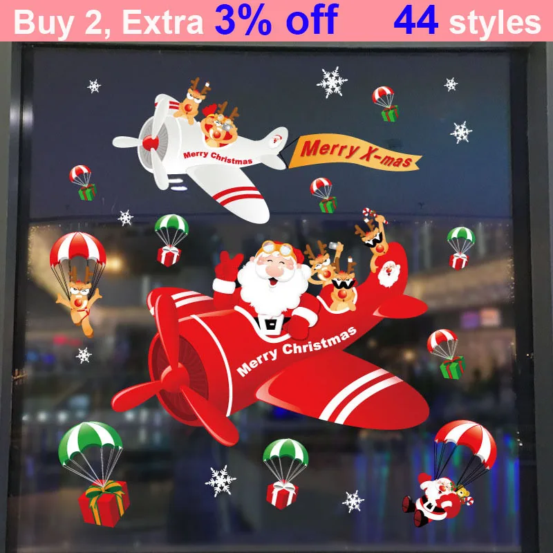Съемные рождественские наклейки на окна для детей наклейка витрину Санта-Клаус