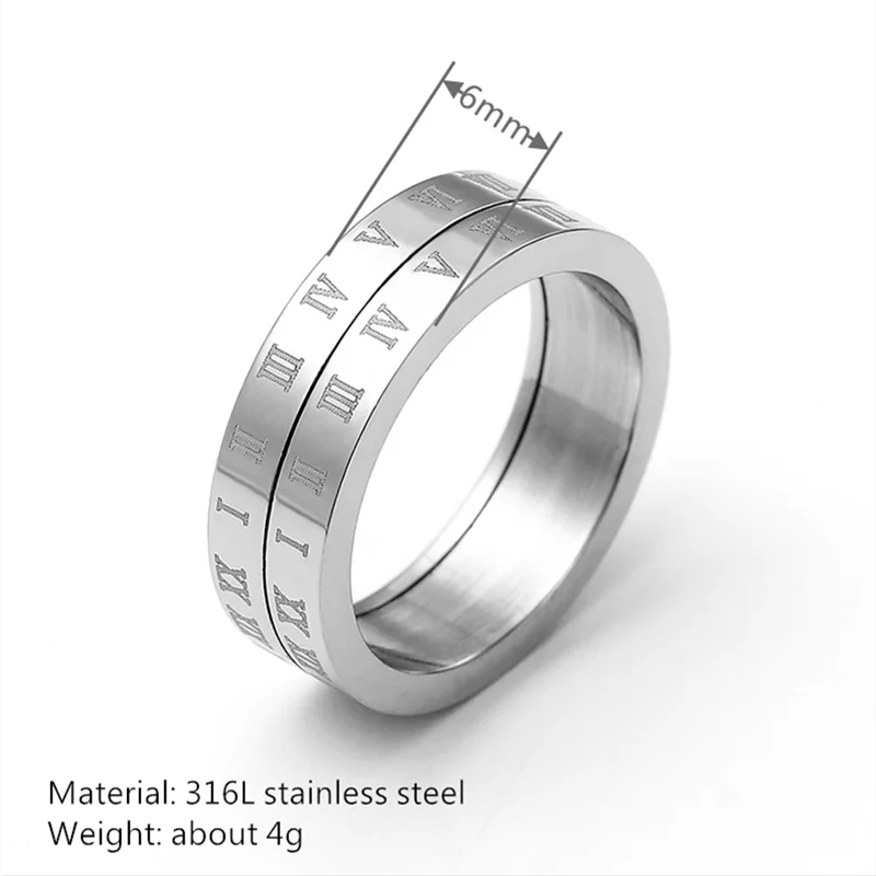 Кольцо с римскими цифрами из нержавеющей стали 316L | Украшения и аксессуары