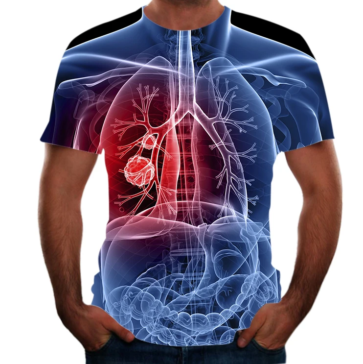 

Tops Tshirt-Lungs Short-Sleeved Body Parts 3d-Printed Male Casual New Men O-Neck