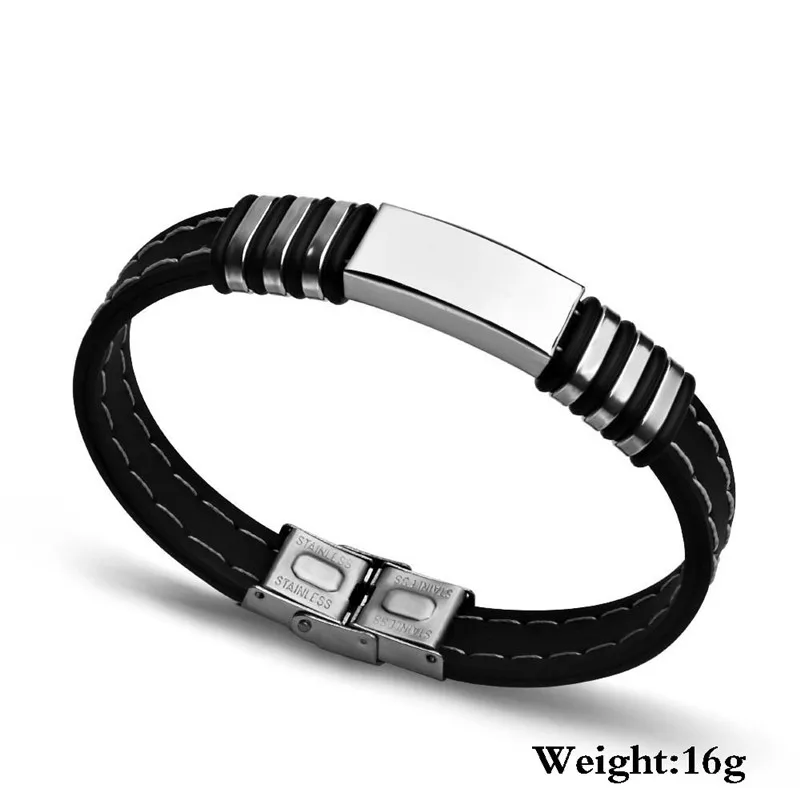 

Men's Silicon Bracelets Metal Bracelet Cuff for Men Stainless Steel Bracelets Bangles Men's Wristband Silicone Bracelet