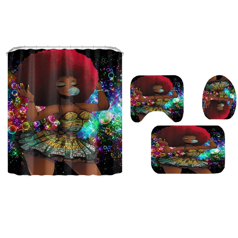 

Занавески для душа с Африканским принтом для женщин, водонепроницаемые Нескользящие мягкие коврики для ванной комнаты, коврики для туалета