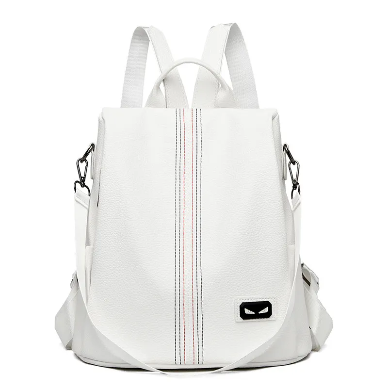 

White Women PU Leather Backpack School Bags For Teens Girls Travel Anti-Theft BackpackHigh Quality Ladies Bagpack Sac a Dos 2021