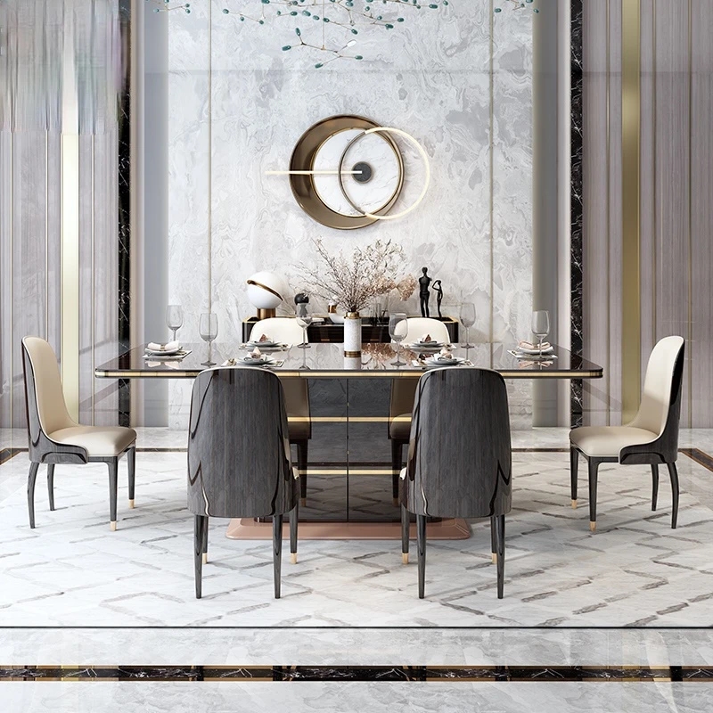 

Light luxury dining table and chair combination modern simple long dining table